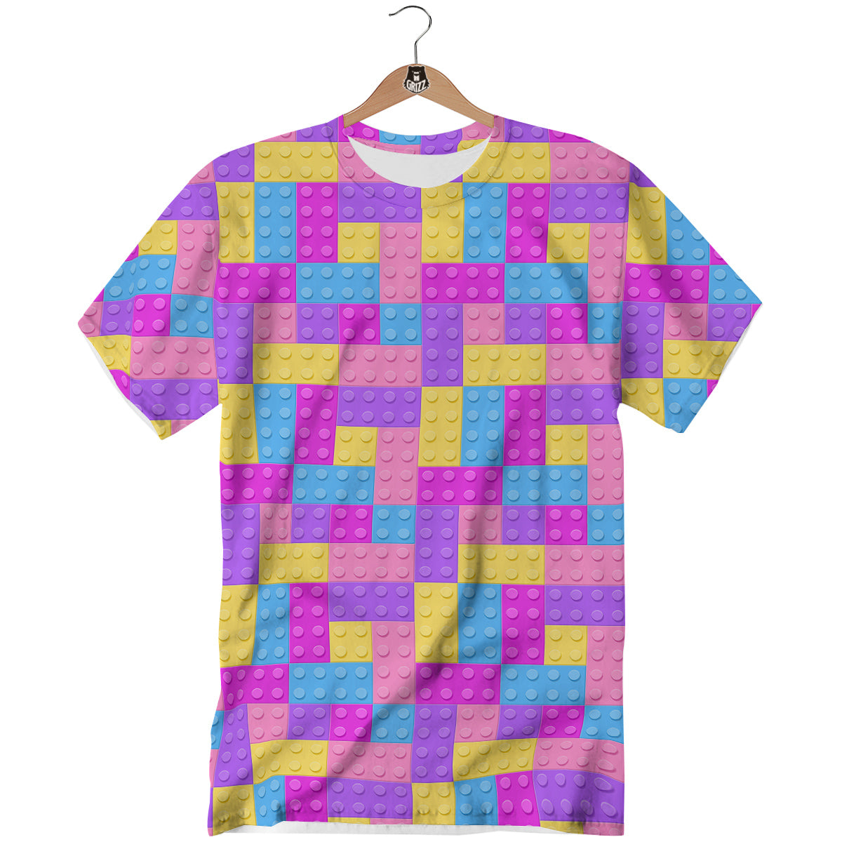 Video Game Colorful Block Puzzle Print T-Shirt-grizzshop