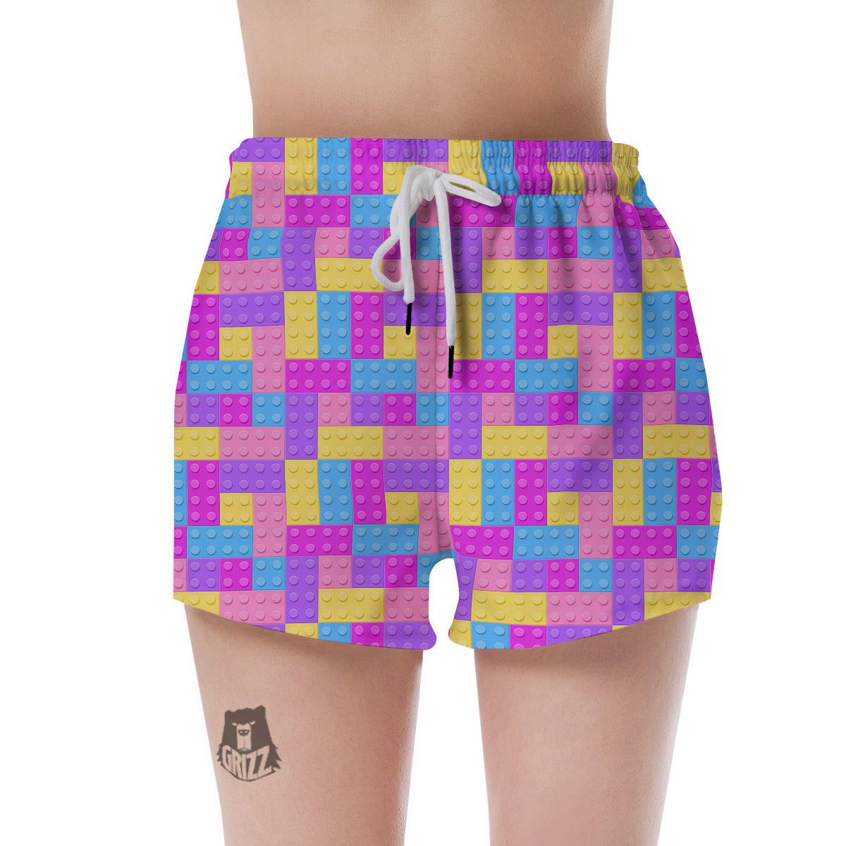 Video Game Colorful Block Puzzle Print Women's Shorts-grizzshop