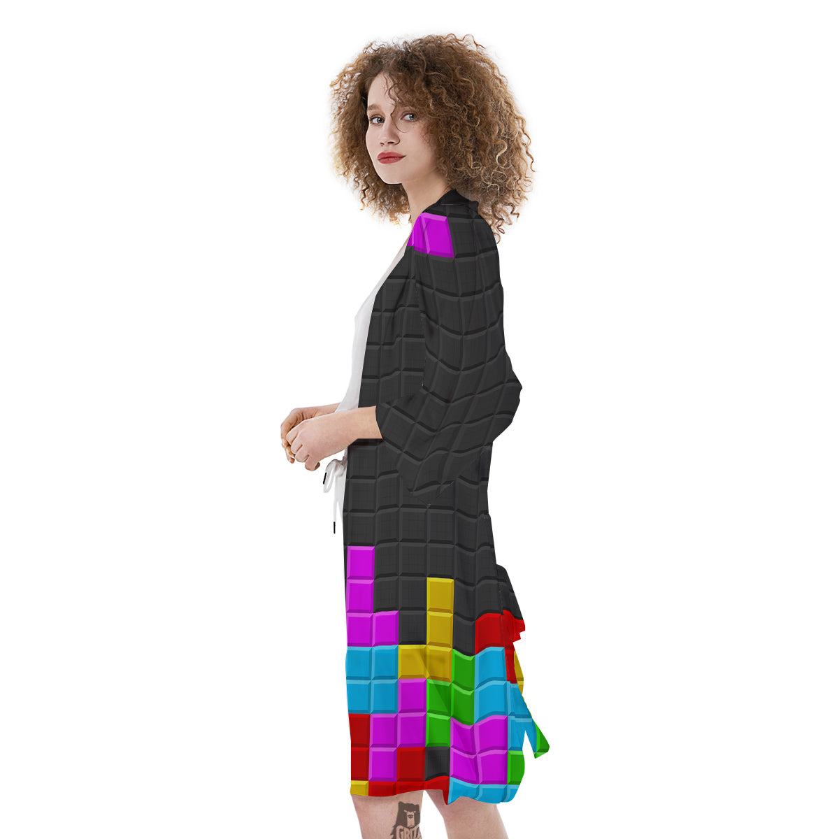 Video Game Colorful Brick Puzzle Print Kimono-grizzshop