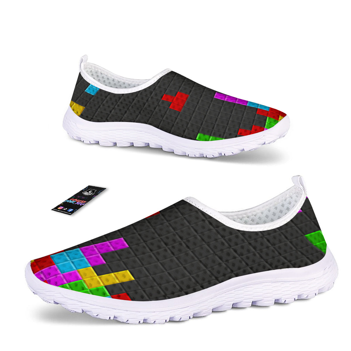 Video Game Colorful Brick Puzzle Print Nurse Shoes-grizzshop