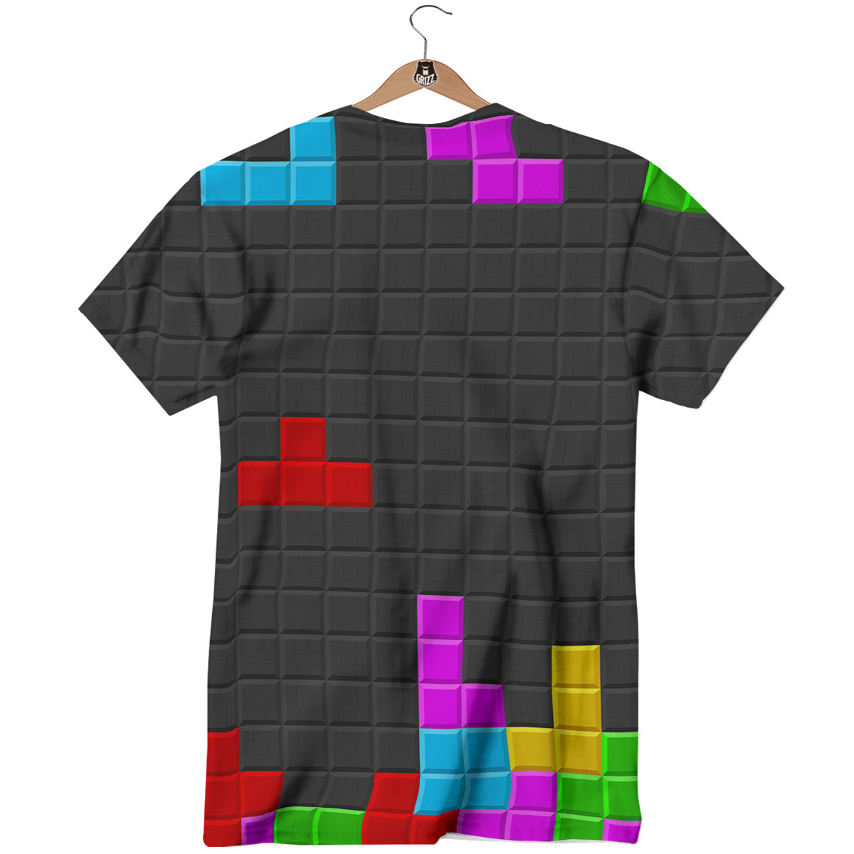 Video Game Colorful Brick Puzzle Print T-Shirt-grizzshop