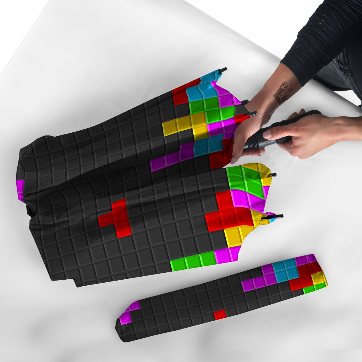 Video Game Colorful Brick Puzzle Print Umbrella-grizzshop