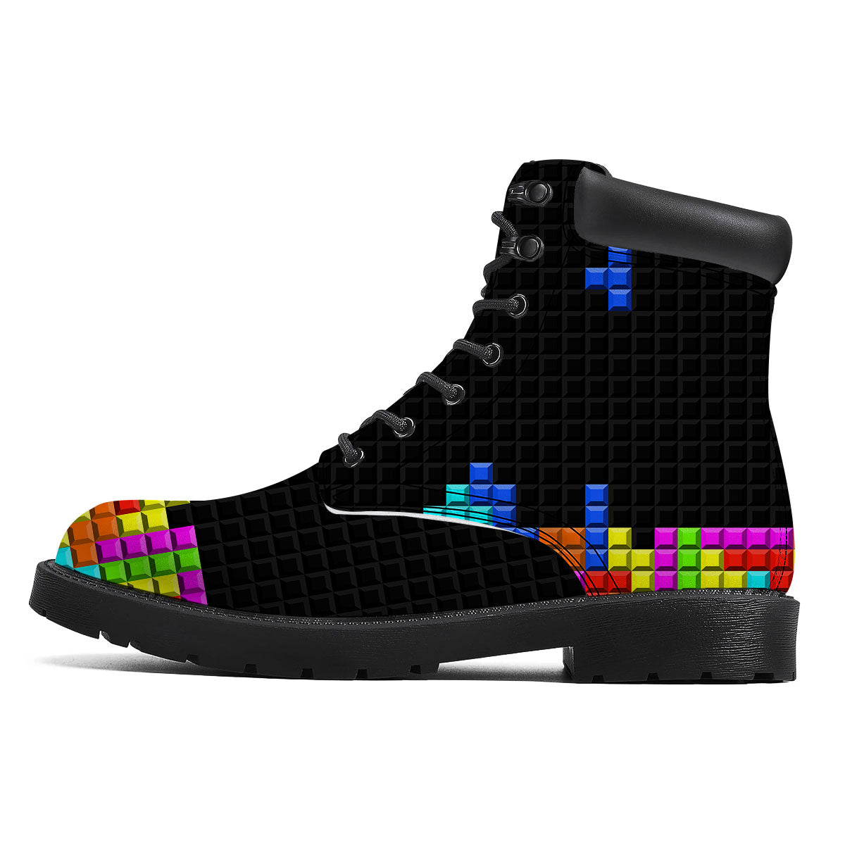 Video Game White Brick Puzzle Print Boots-grizzshop