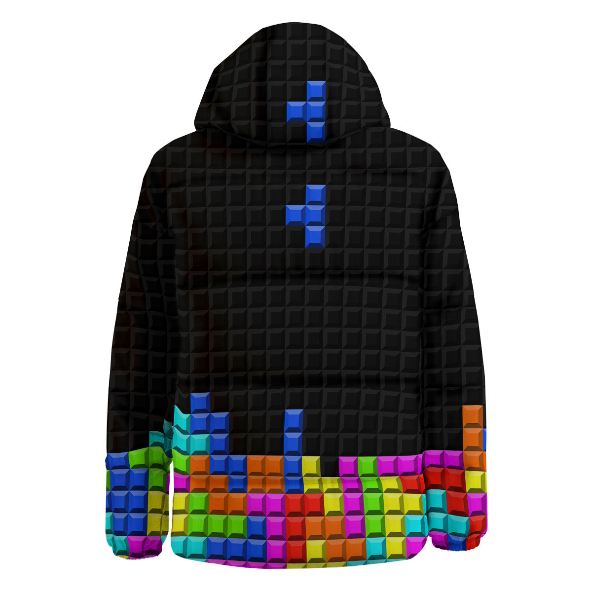 Video Game White Brick Puzzle Print Down Jacket-grizzshop