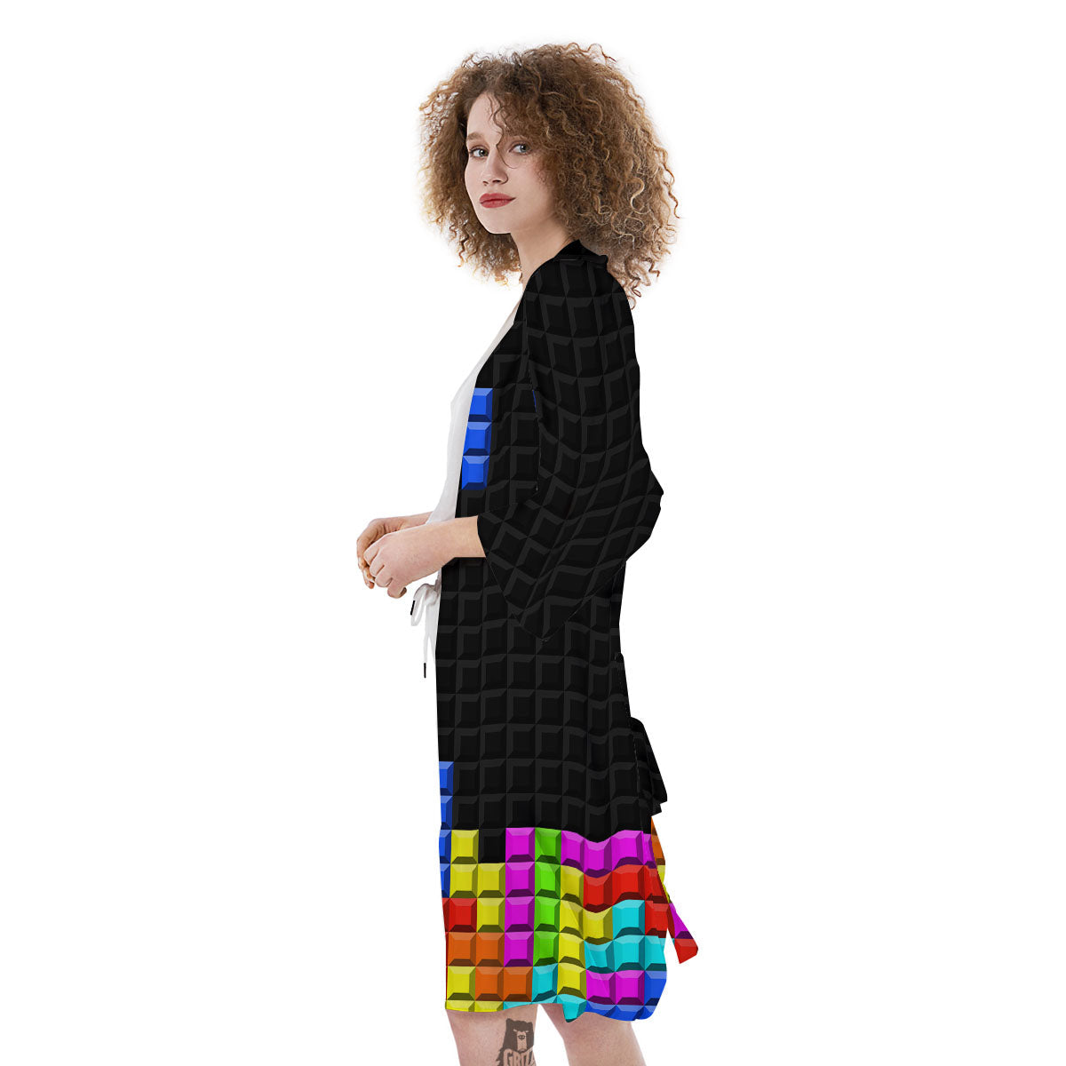 Video Game White Brick Puzzle Print Kimono-grizzshop