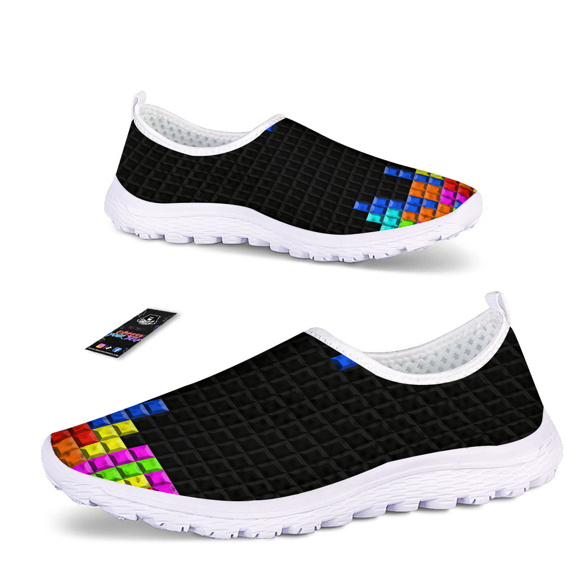 Video Game White Brick Puzzle Print Nurse Shoes-grizzshop