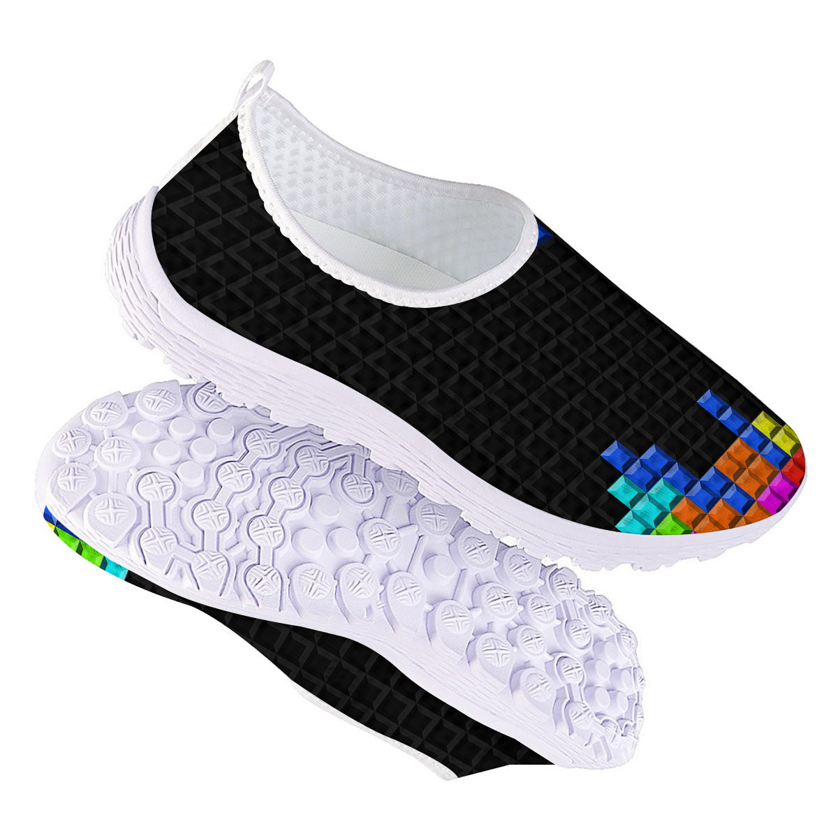 Video Game White Brick Puzzle Print Nurse Shoes-grizzshop