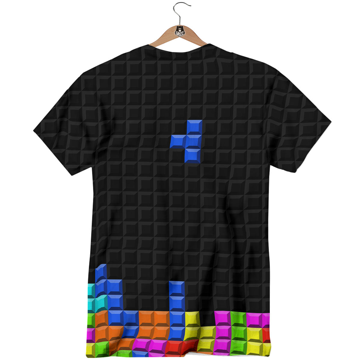 Video Game White Brick Puzzle Print T-Shirt-grizzshop