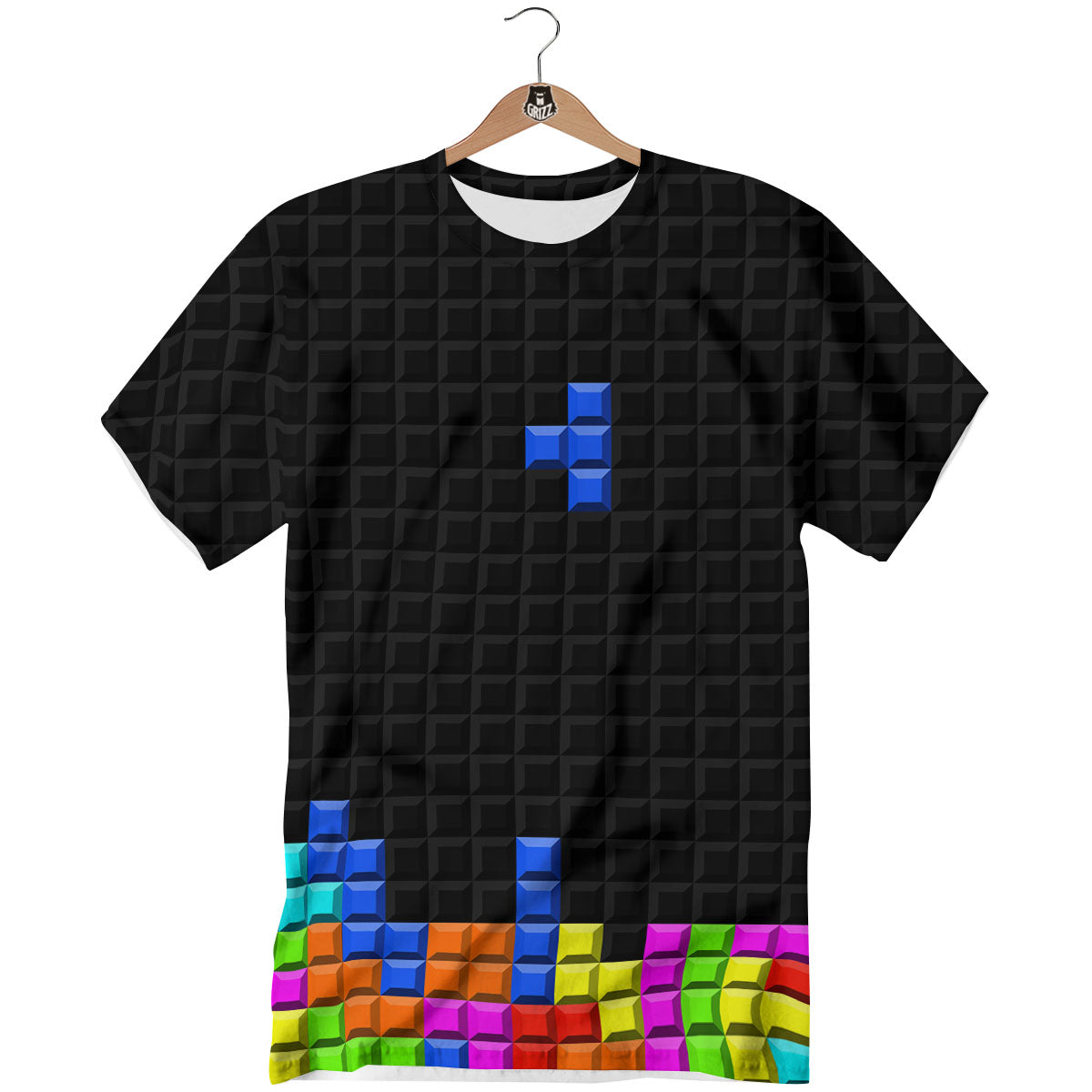 Video Game White Brick Puzzle Print T-Shirt-grizzshop