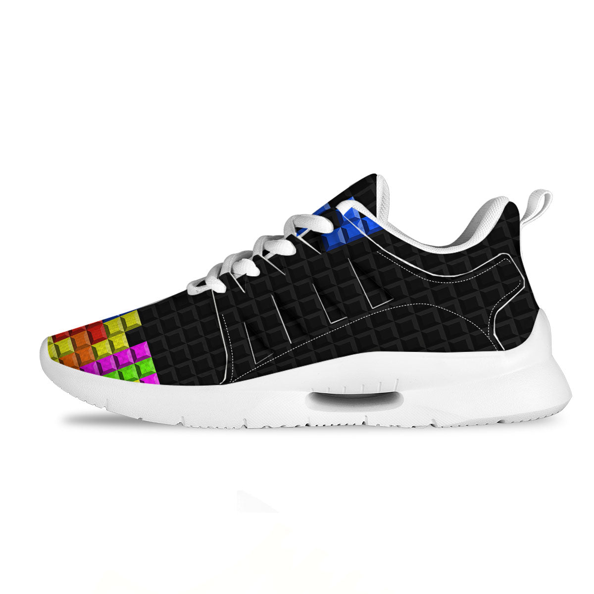 Video Game White Brick Puzzle Print Tennis Shoes-grizzshop