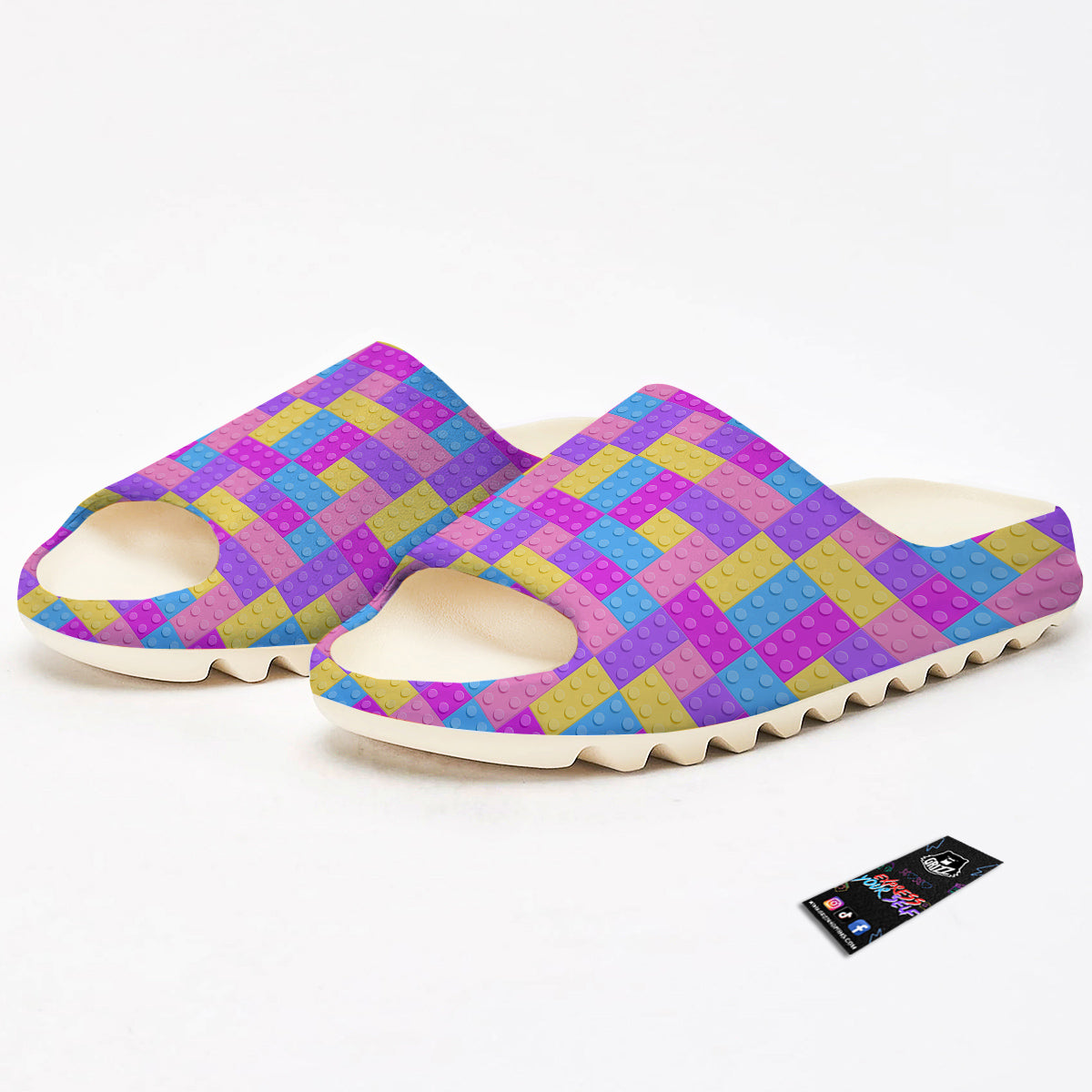 Video Game Colorful Block Puzzle Print Sandals-grizzshop