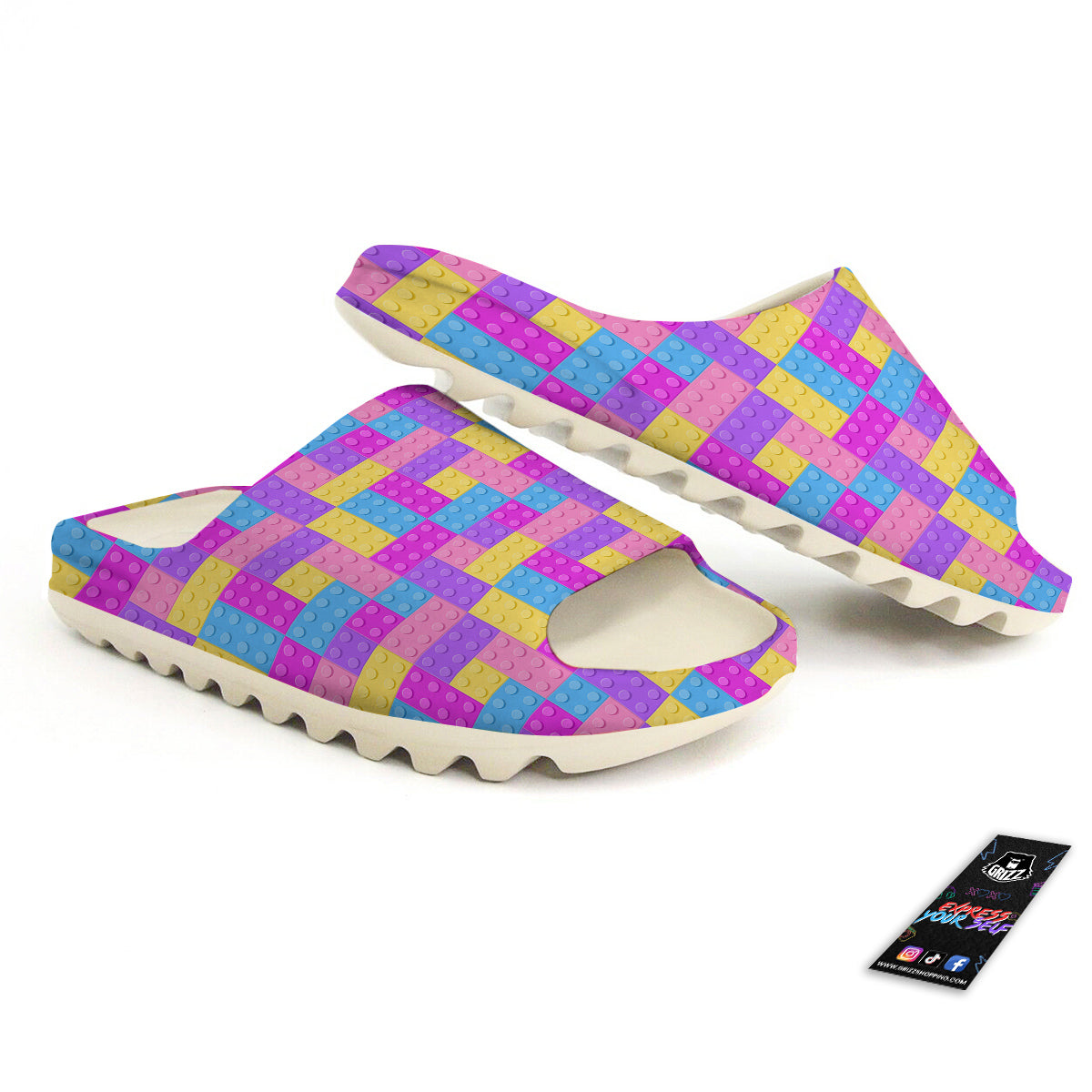 Video Game Colorful Block Puzzle Print Sandals-grizzshop