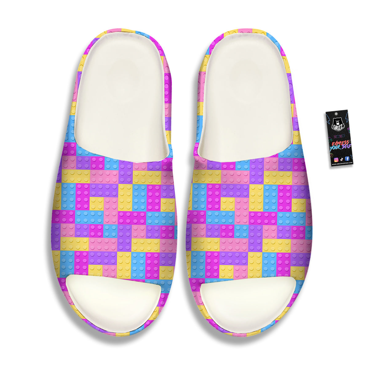 Video Game Colorful Block Puzzle Print Sandals-grizzshop