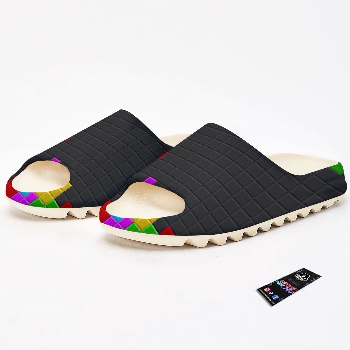 Video Game Colorful Brick Puzzle Print Sandals-grizzshop