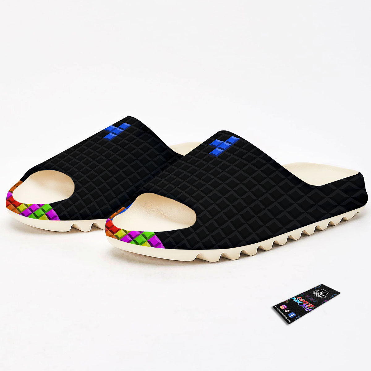 Video Game White Brick Puzzle Print Sandals-grizzshop