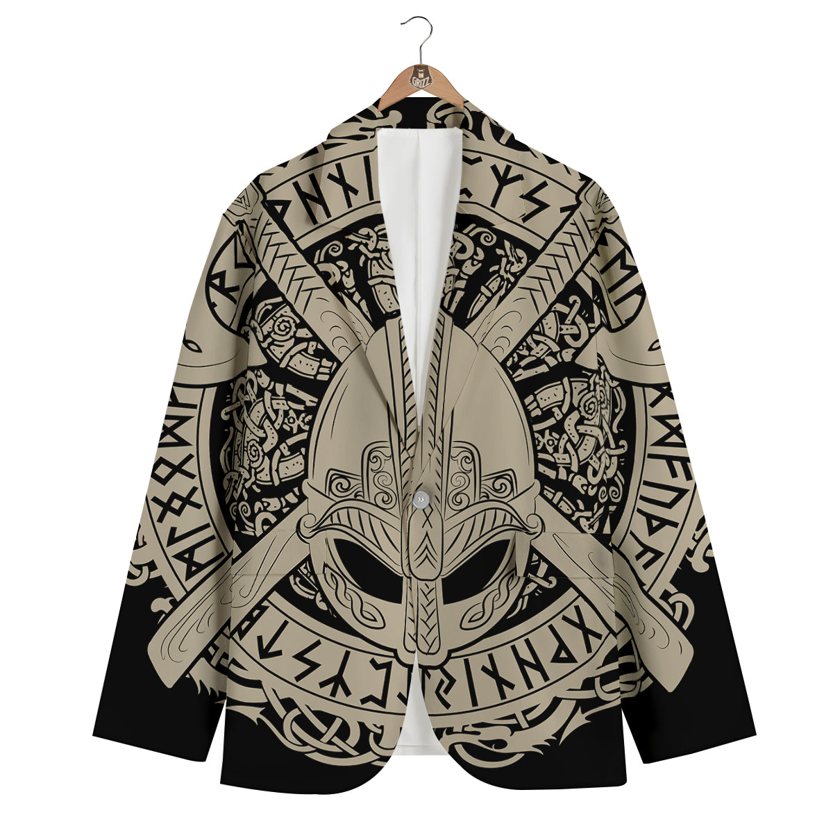 Viking Axes Norse Runes Men's Blazer-grizzshop