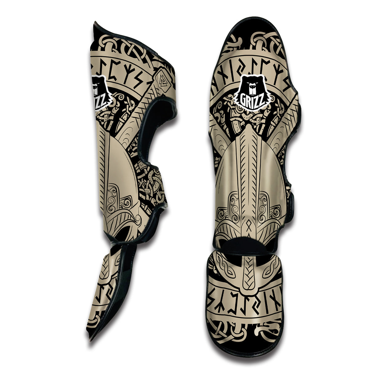 Viking Axes Norse Runes Muay Thai Shin Guards-grizzshop