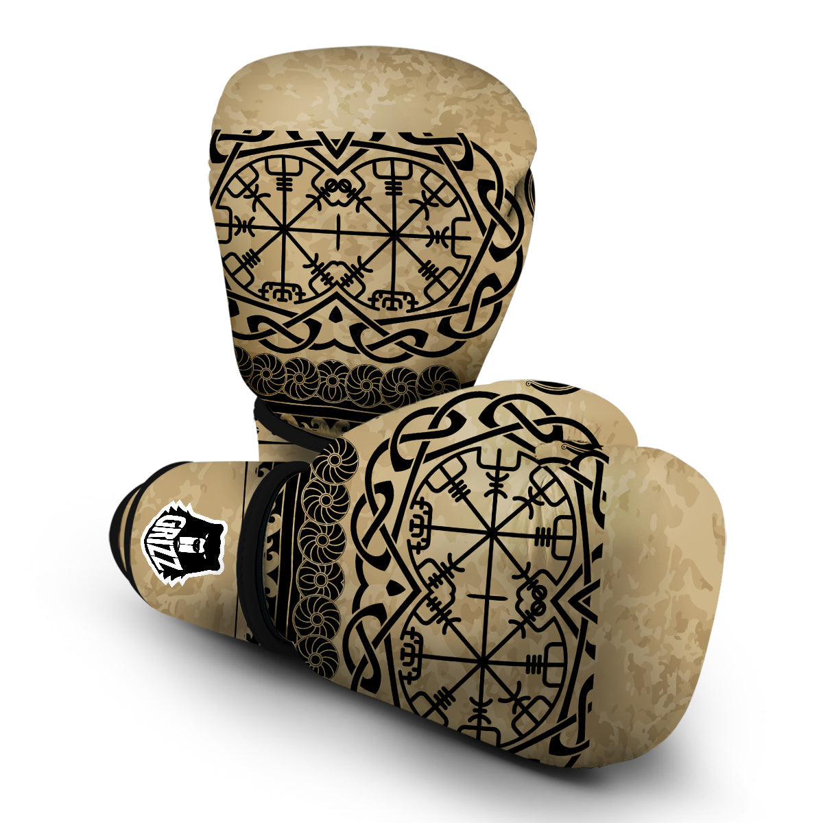 Viking Boat Drakkar Vegvisir Print Boxing Gloves-grizzshop