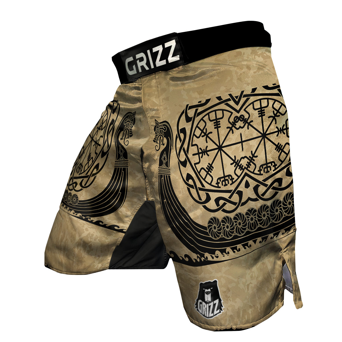 Viking Boat Drakkar Vegvisir Print MMA Shorts-grizzshop