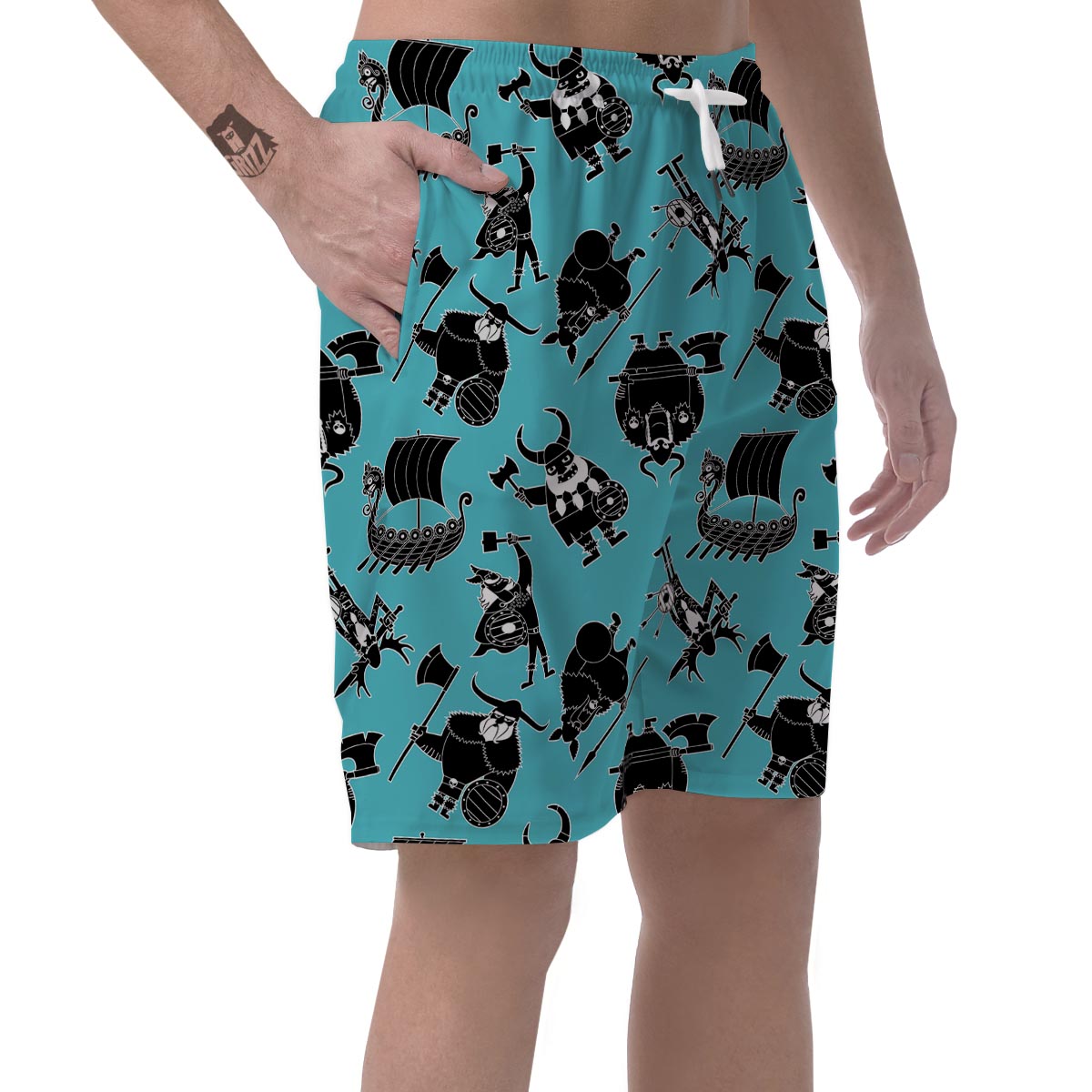 Viking Cartoon Silhouette Men's Shorts-grizzshop