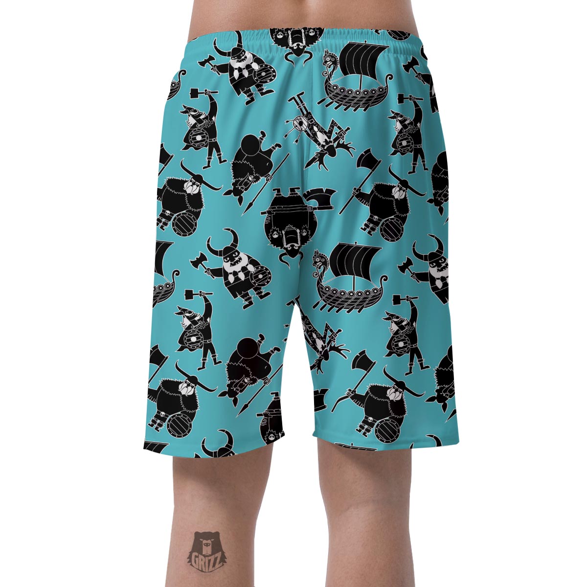 Viking Cartoon Silhouette Men's Shorts-grizzshop