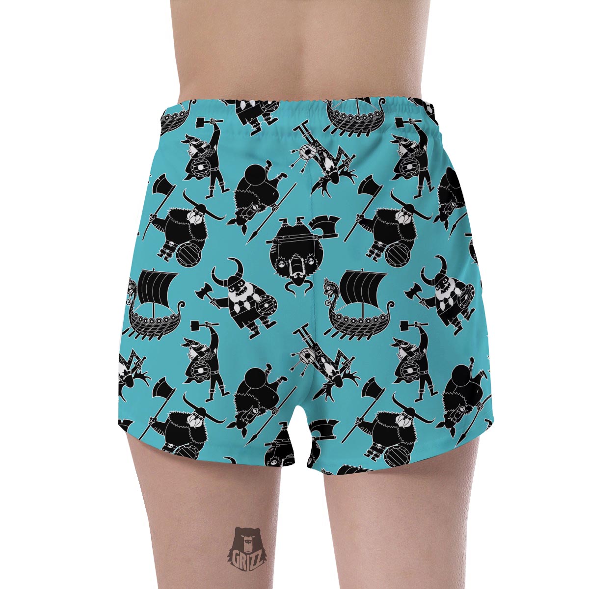 Viking Cartoon Silhouette Women's Shorts-grizzshop