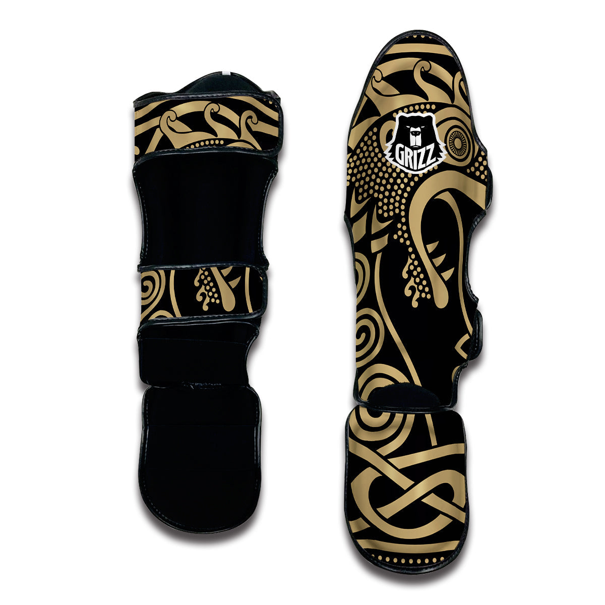 Viking Drakkar Print Muay Thai Shin Guards-grizzshop