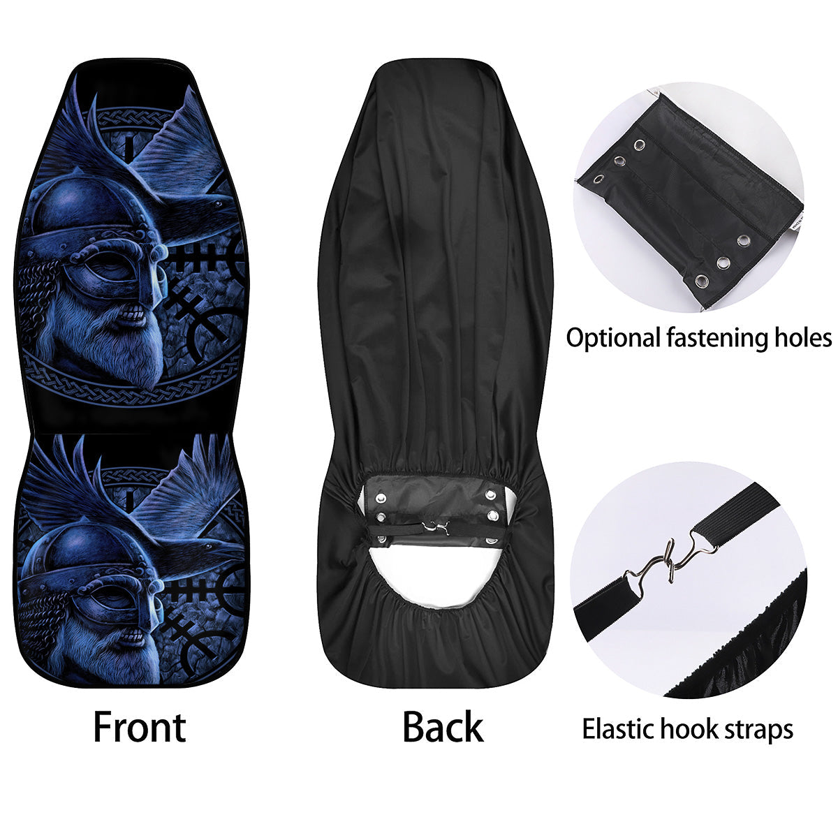 Viking God Odin And Crow Blue Print Car Seat Covers-grizzshop