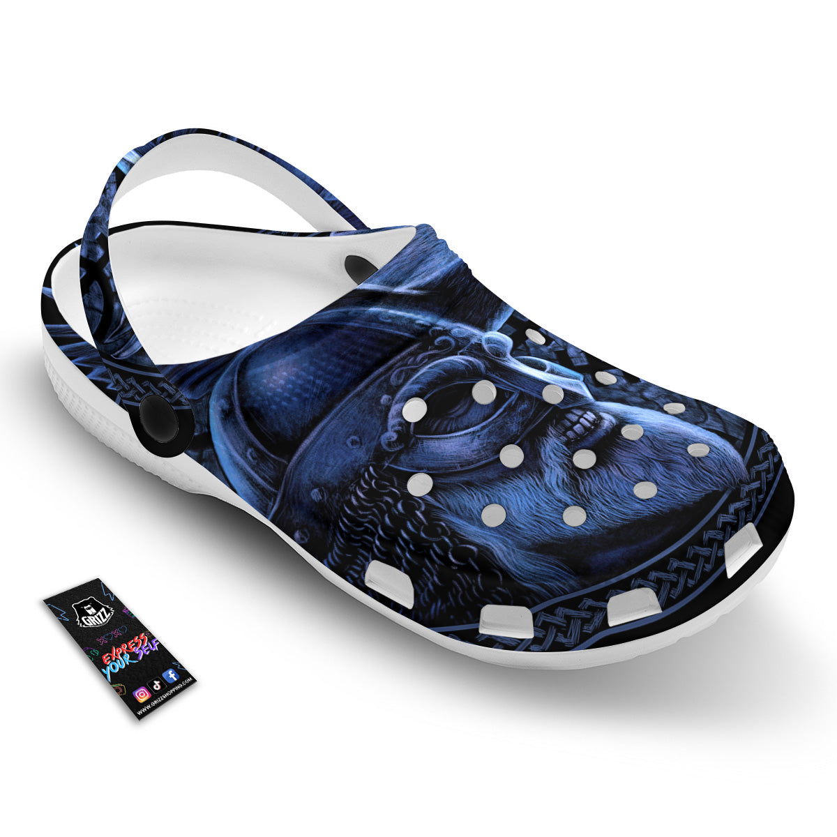 Viking God Odin And Crow Blue Print Clog-grizzshop