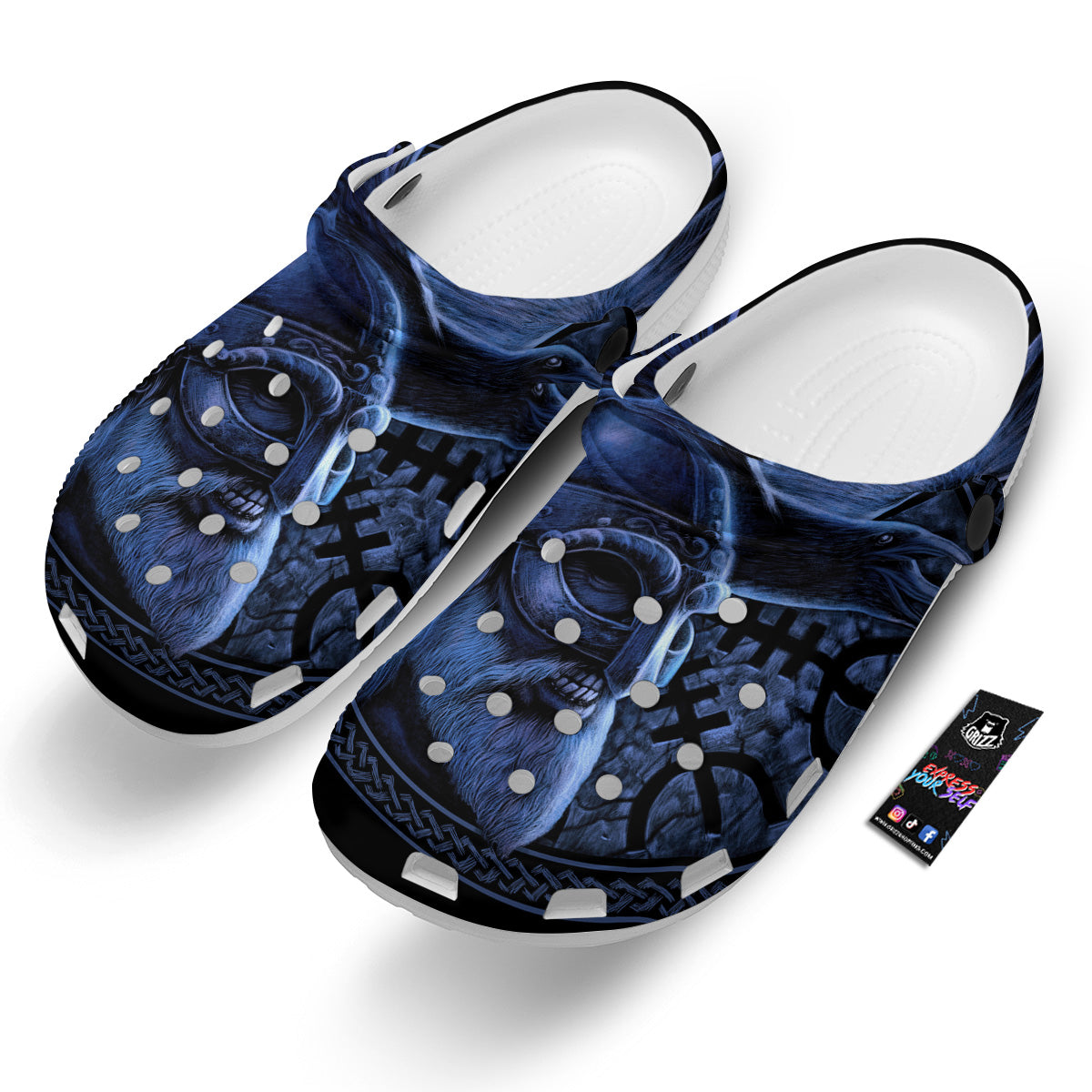 Viking God Odin And Crow Blue Print Clog-grizzshop