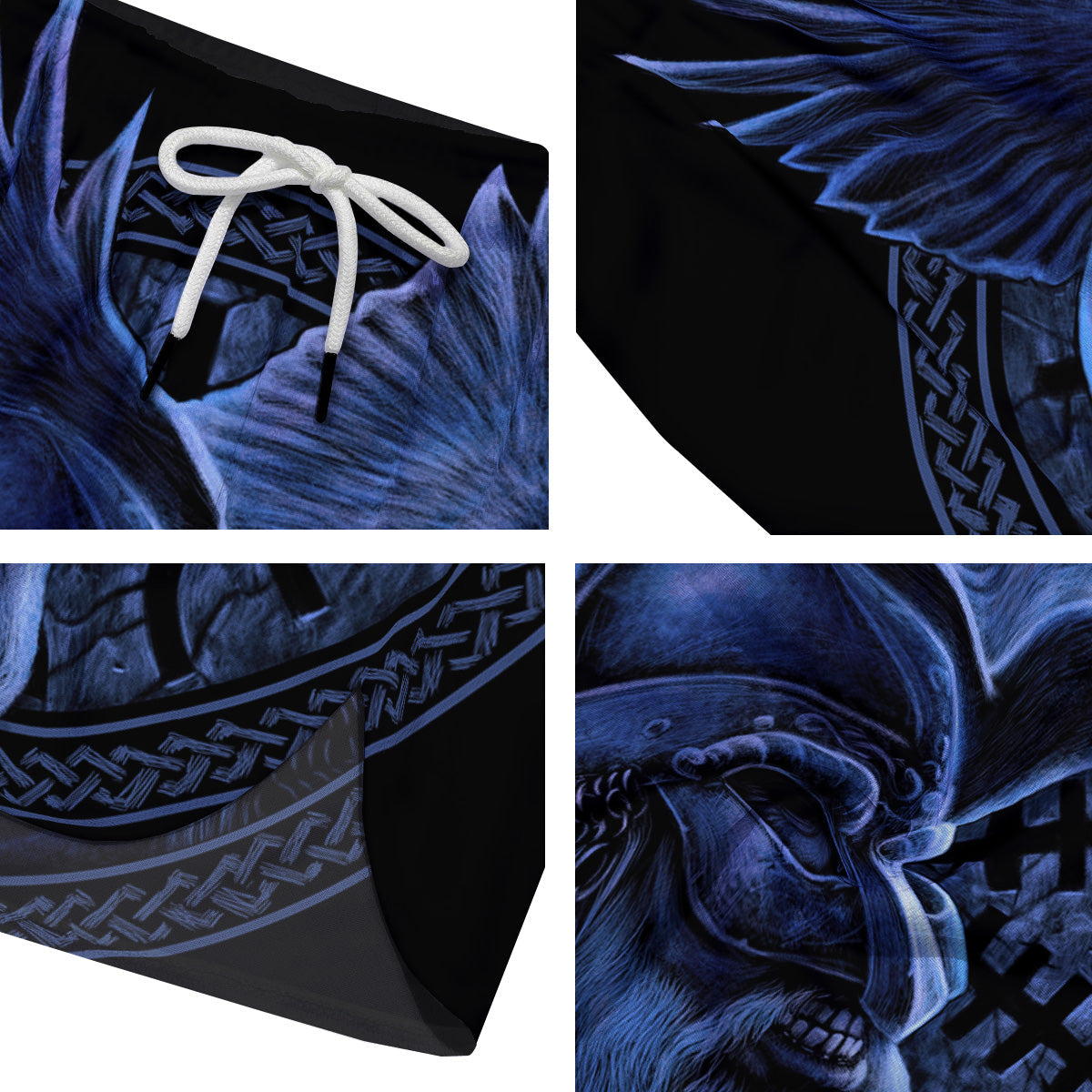 Viking God Odin And Crow Blue Print Men's Running Shorts-grizzshop