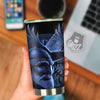 Viking God Odin And Crow Blue Print Tumbler-grizzshop