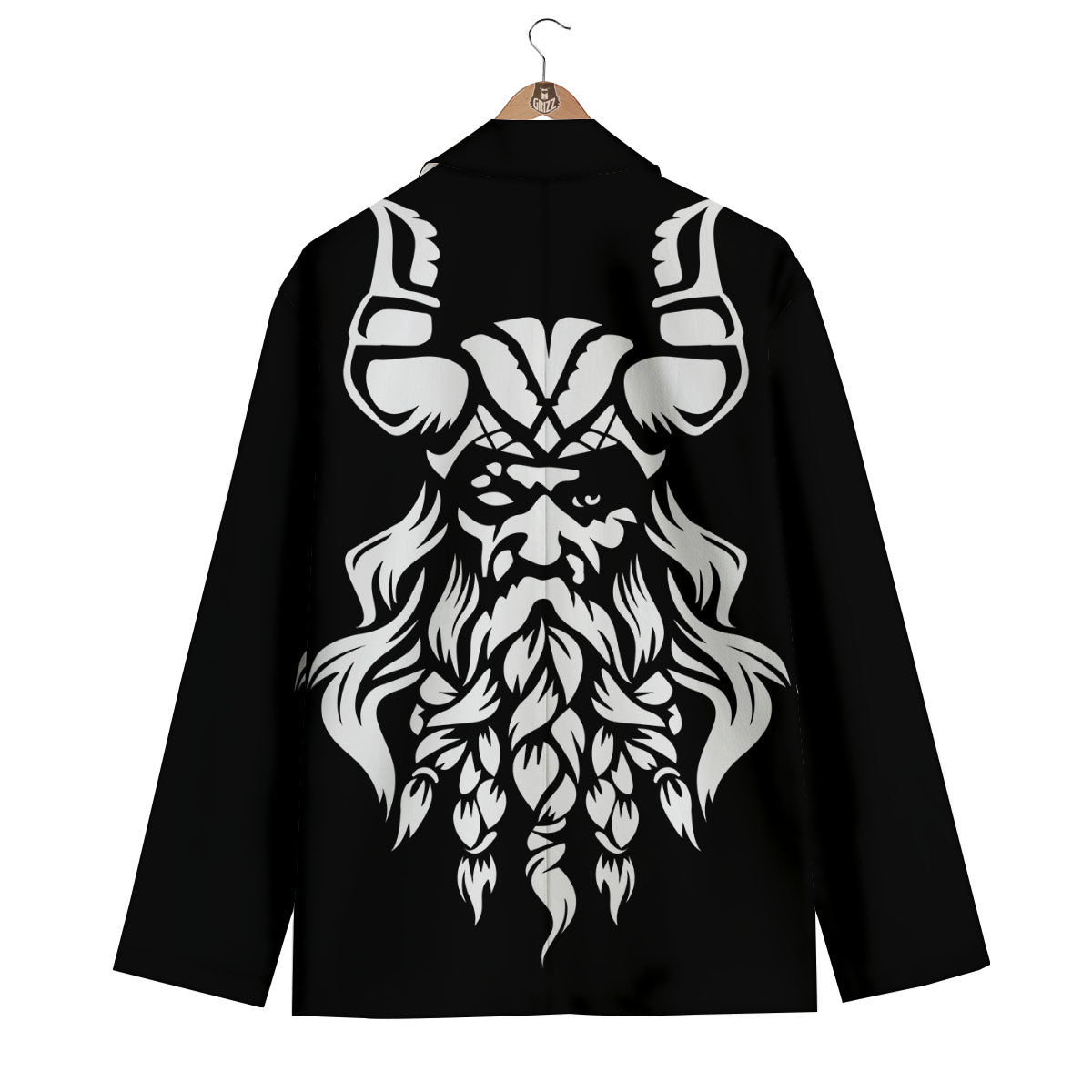 Viking God Odin White And Black Print Men's Blazer-grizzshop