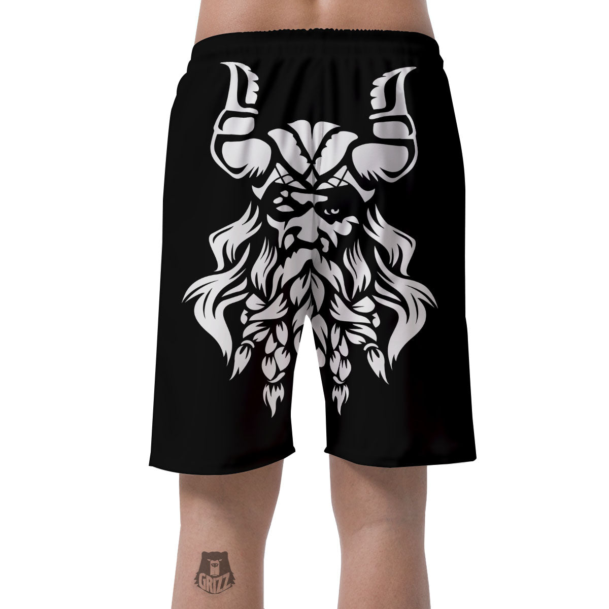 Viking God Odin White And Black Print Men's Shorts-grizzshop