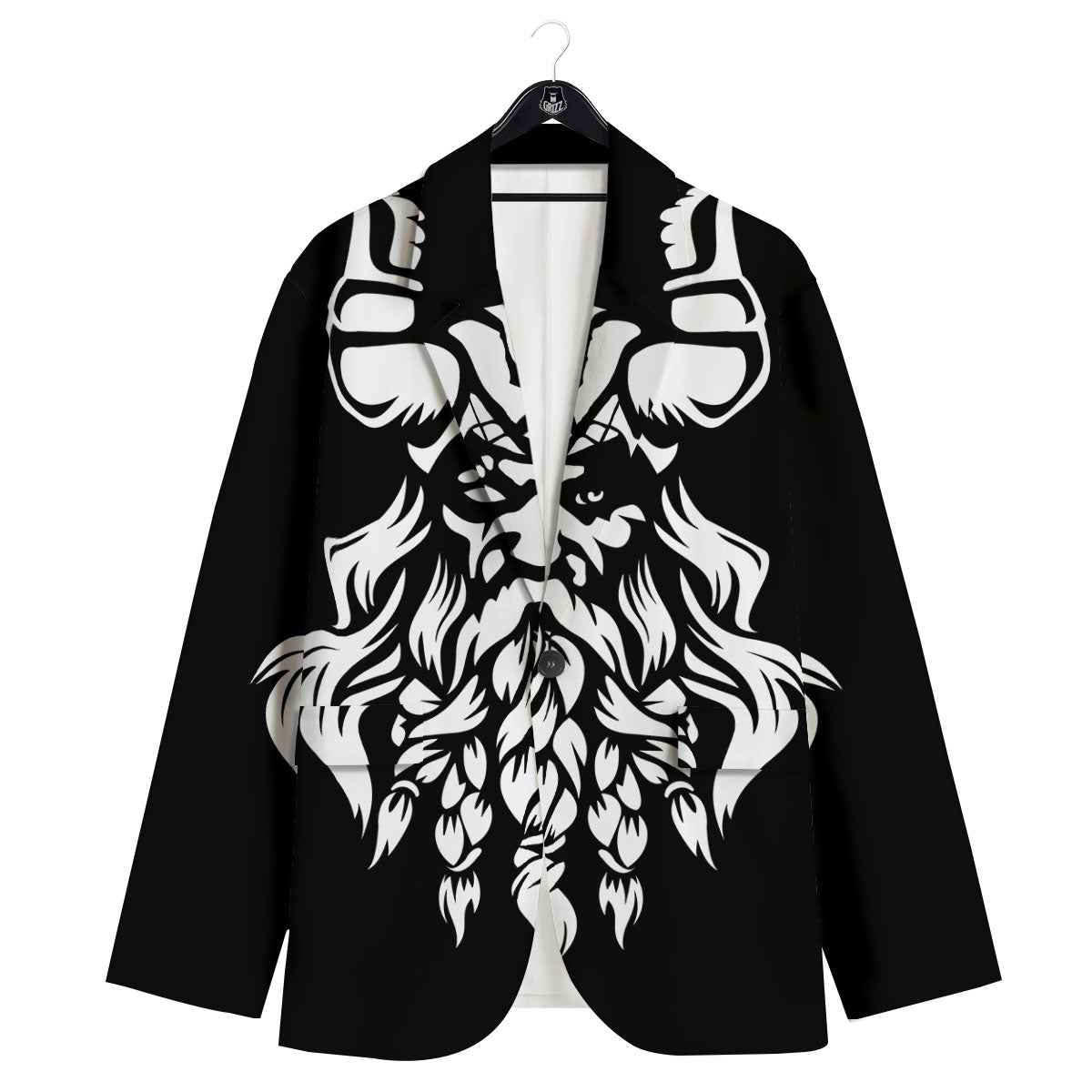 Viking God Odin White And Black Print Men's Sport Coat-grizzshop
