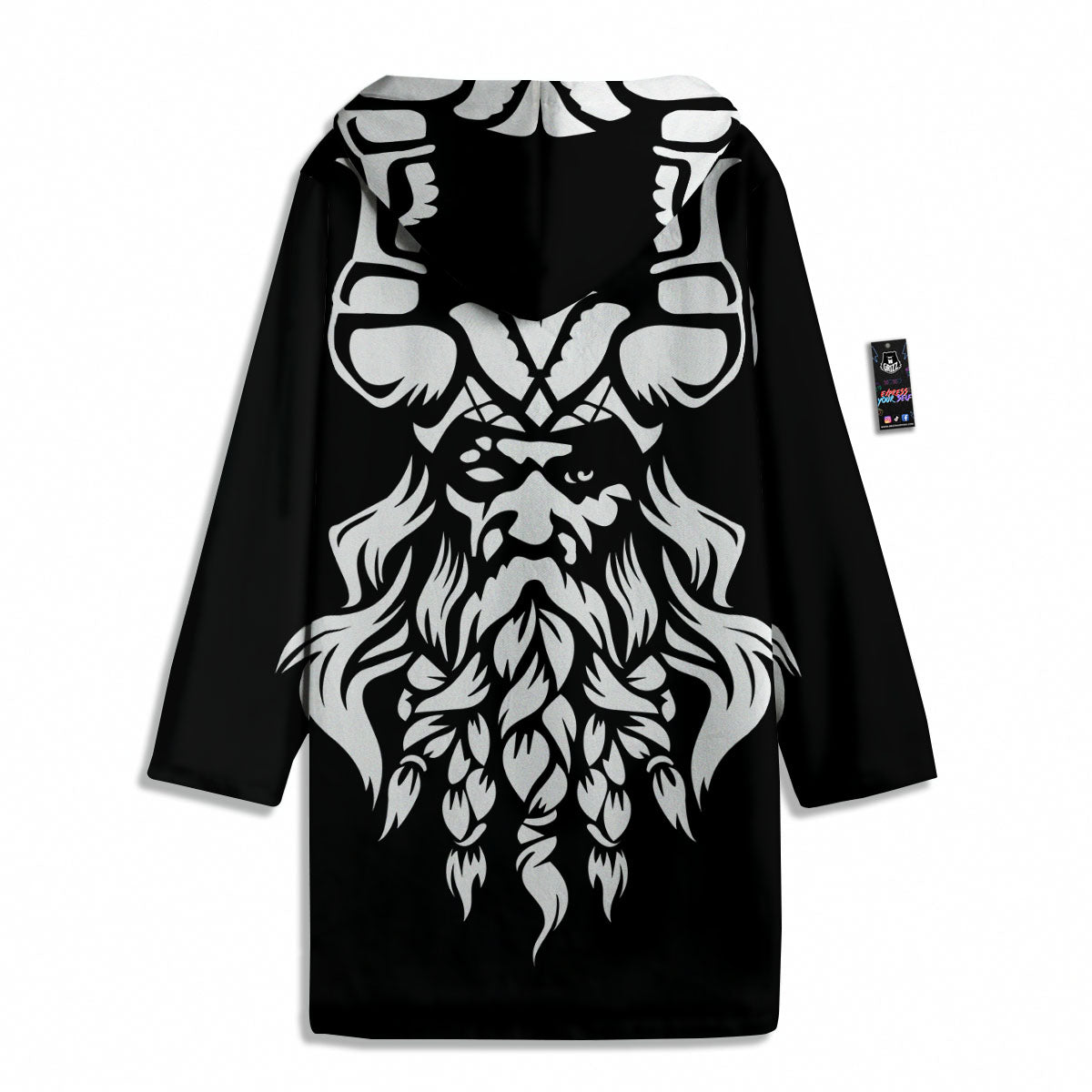 Viking God Odin White And Black Print Men's Windbreaker Jacket-grizzshop