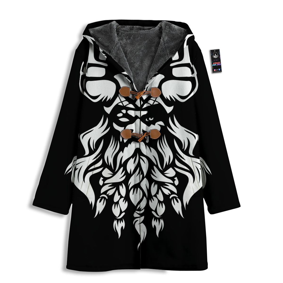 Viking God Odin White And Black Print Men's Windbreaker Jacket-grizzshop