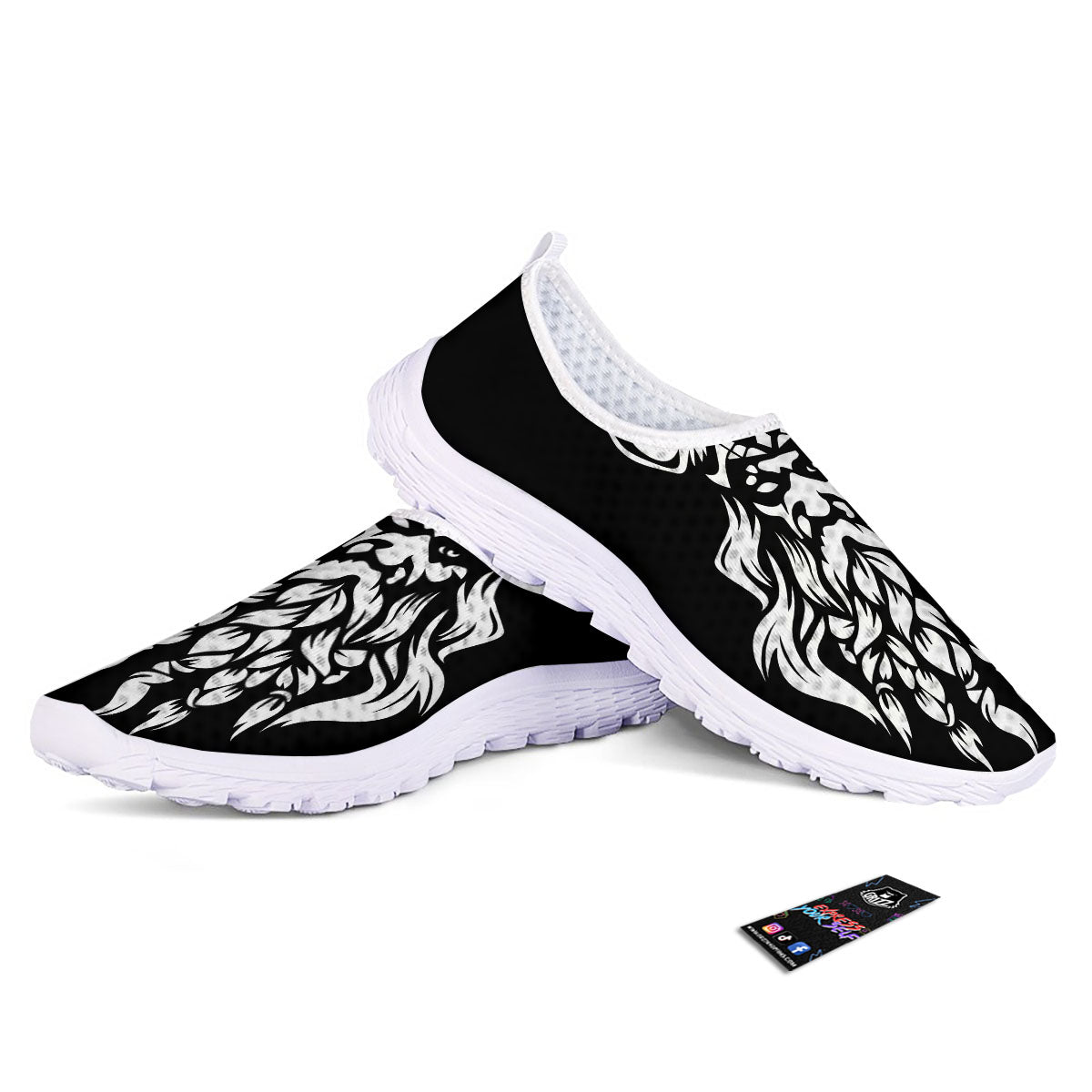 Viking God Odin White And Black Print Nurse Shoes-grizzshop
