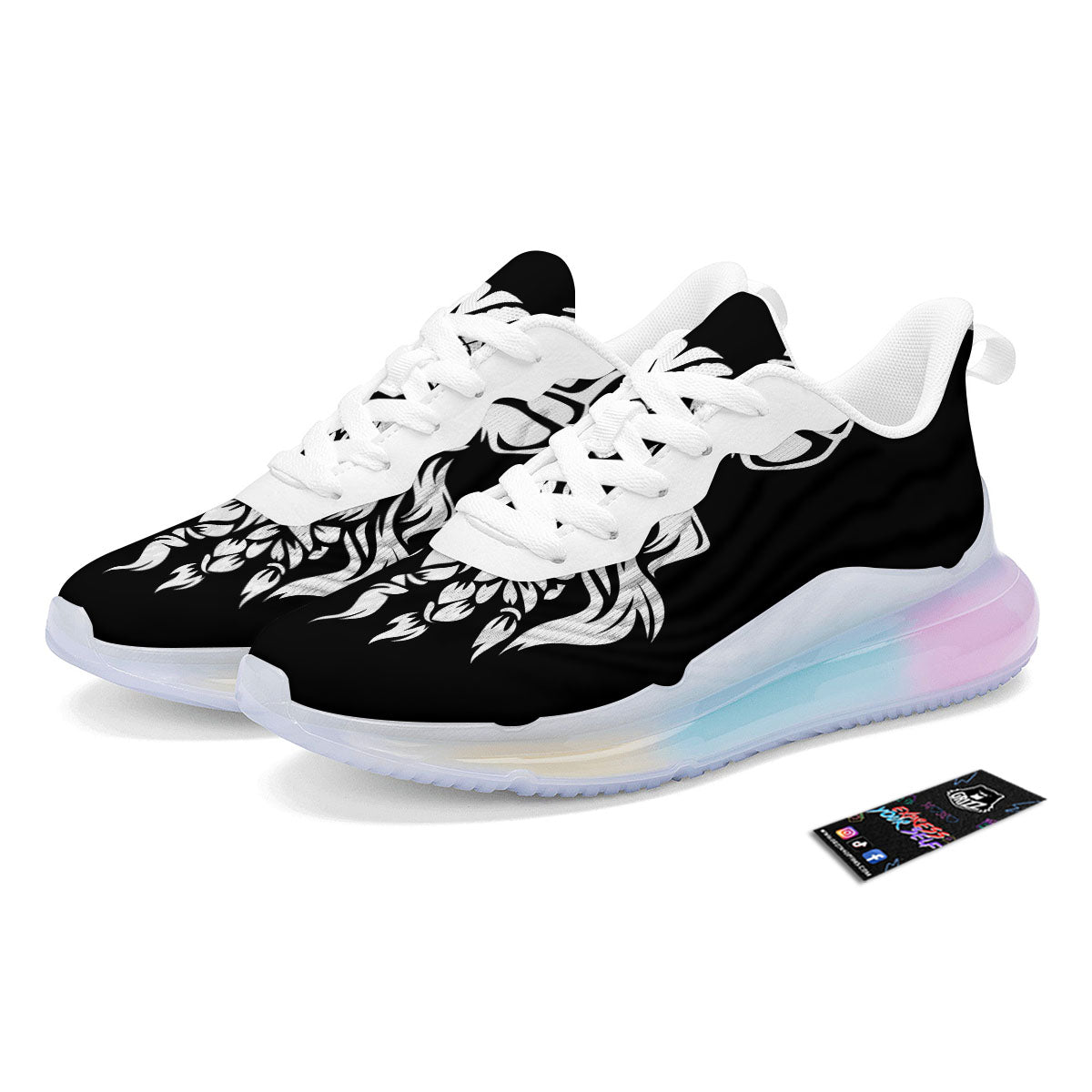 Viking God Odin White And Black Print Running Sneakers-grizzshop