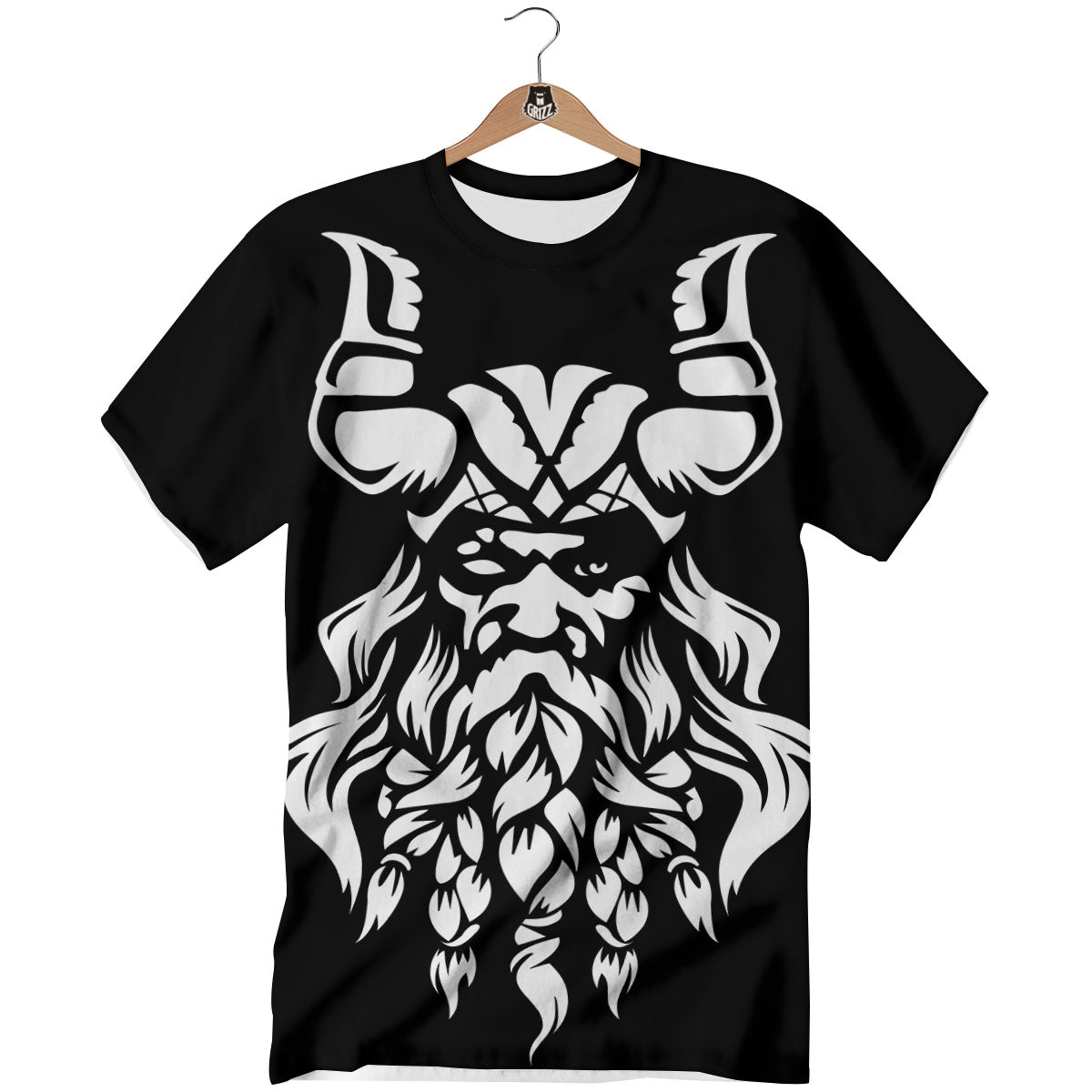 Viking God Odin White And Black Print T-Shirt-grizzshop