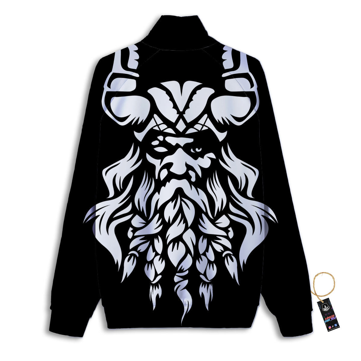 Viking God Odin White And Black Print Track Jacket-grizzshop