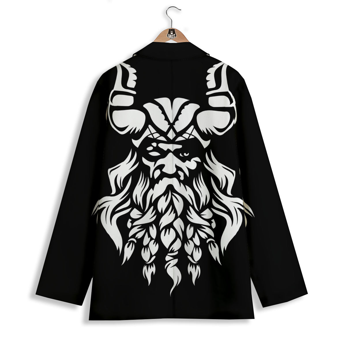 Viking God Odin White And Black Print Women's Blazer-grizzshop