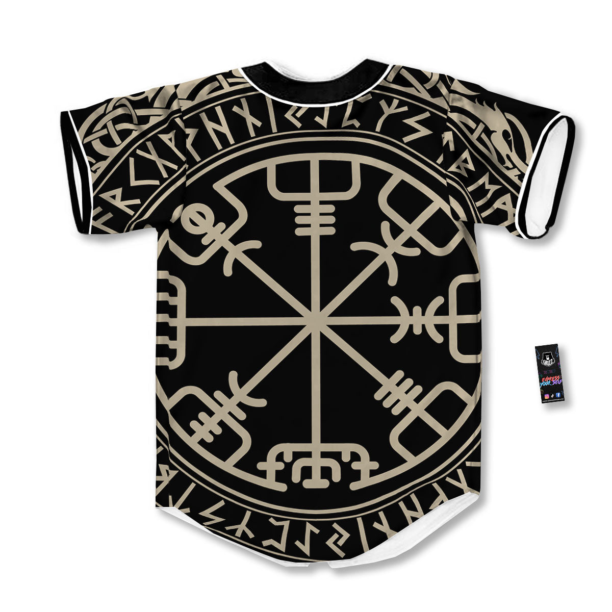 Viking Helm Of Terror Scandinavian Print Baseball Jersey-grizzshop