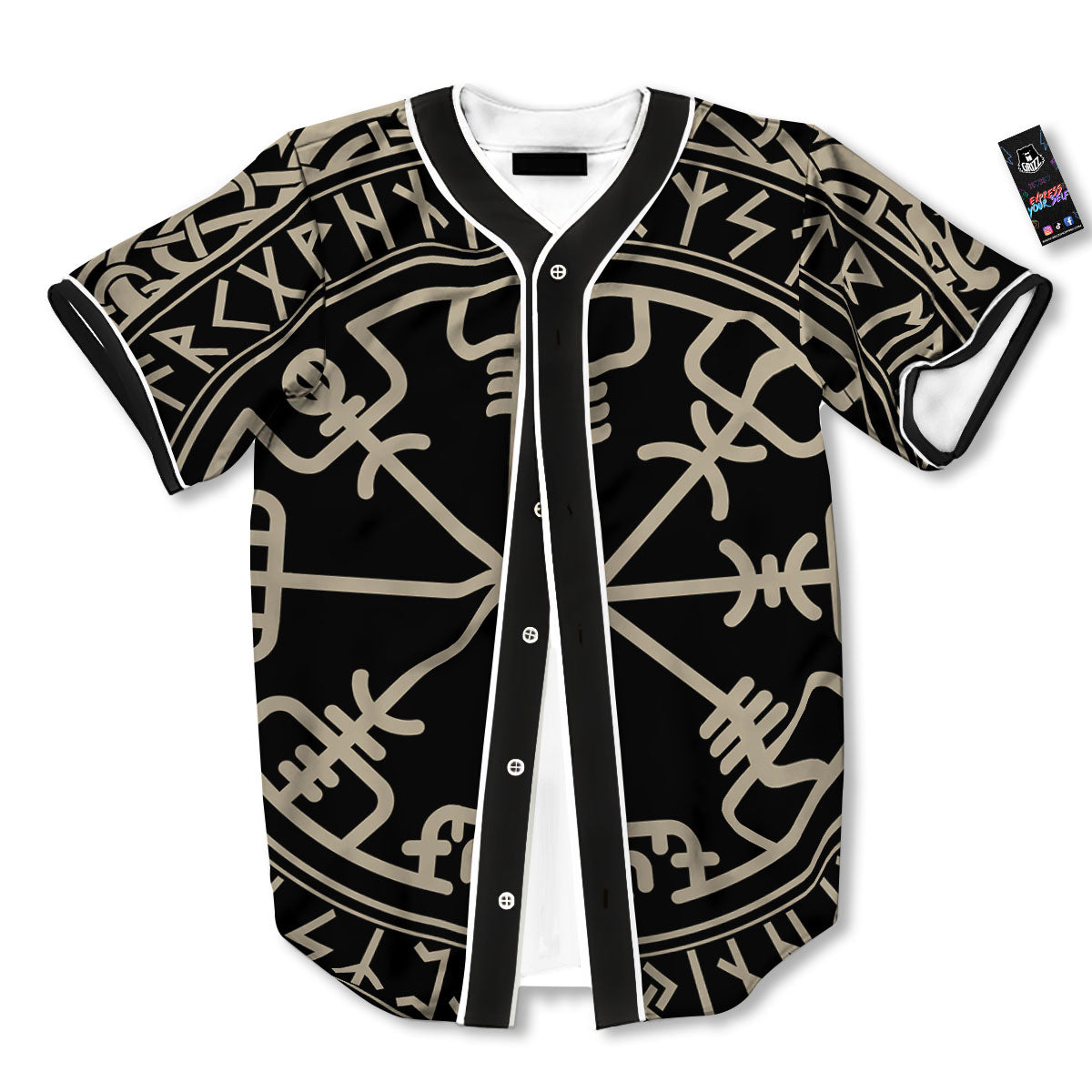 Viking Helm Of Terror Scandinavian Print Baseball Jersey-grizzshop