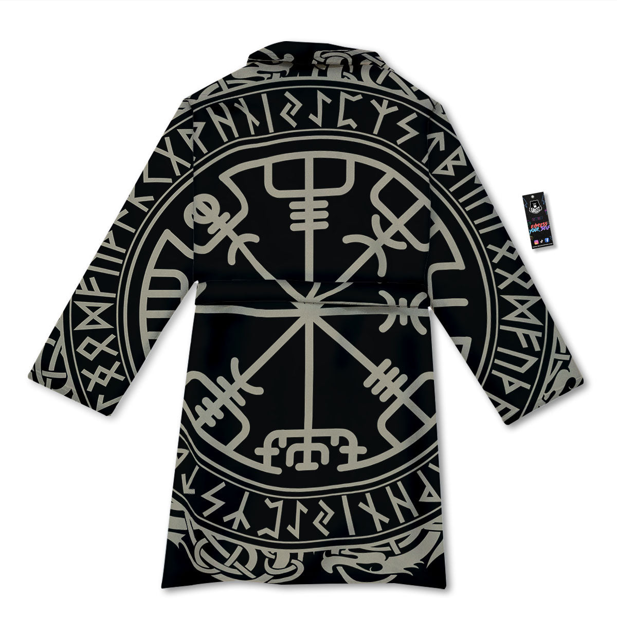 Viking Helm Of Terror Scandinavian Print Bathrobe-grizzshop