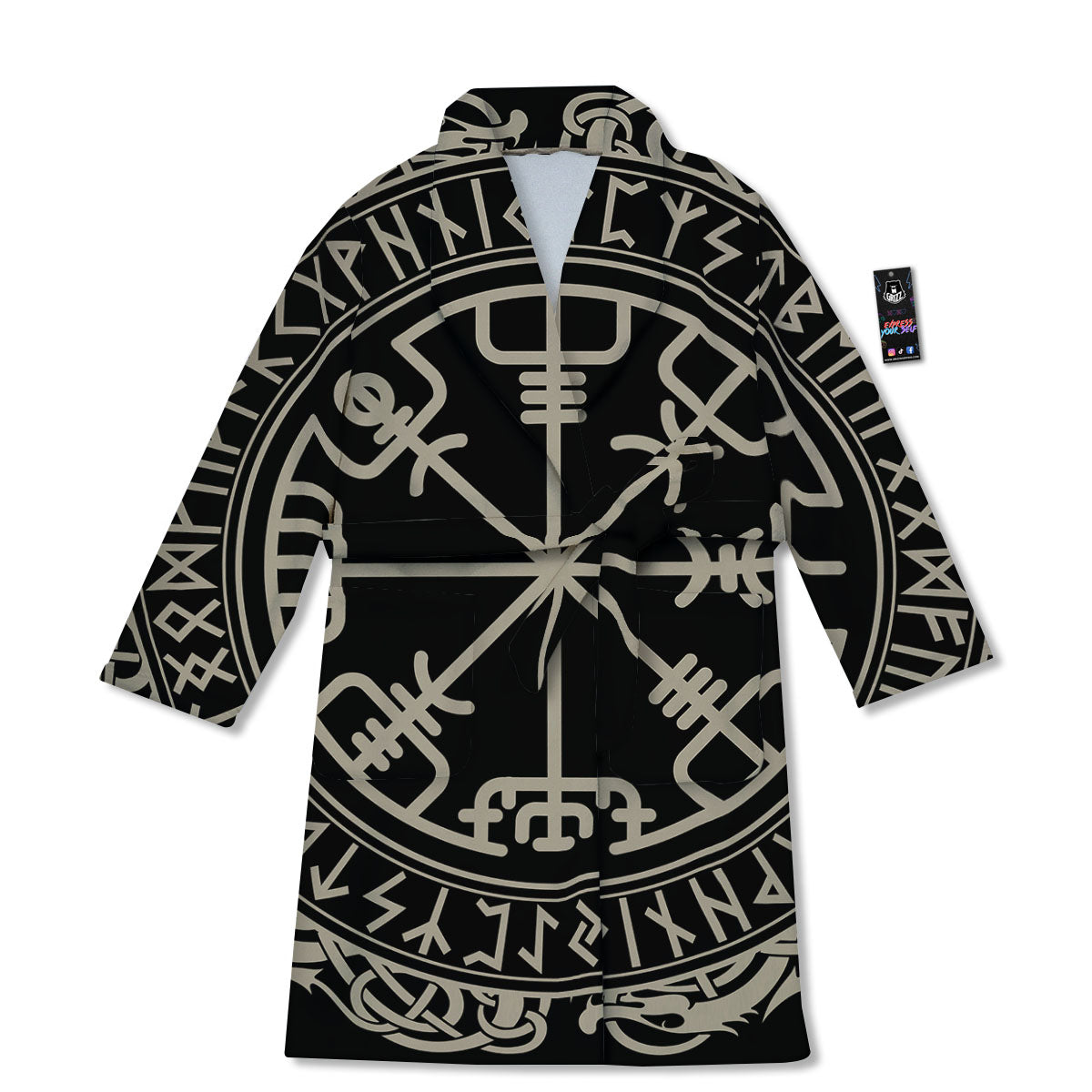Viking Helm Of Terror Scandinavian Print Bathrobe-grizzshop