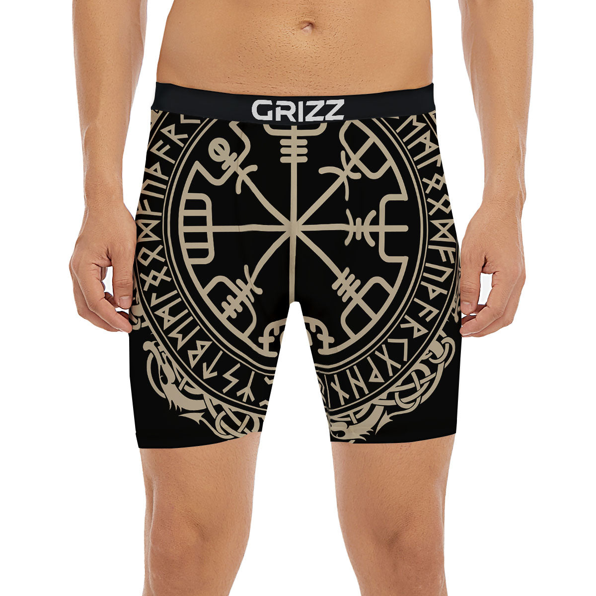 Viking Helm Of Terror Scandinavian Print Boxer Briefs-grizzshop