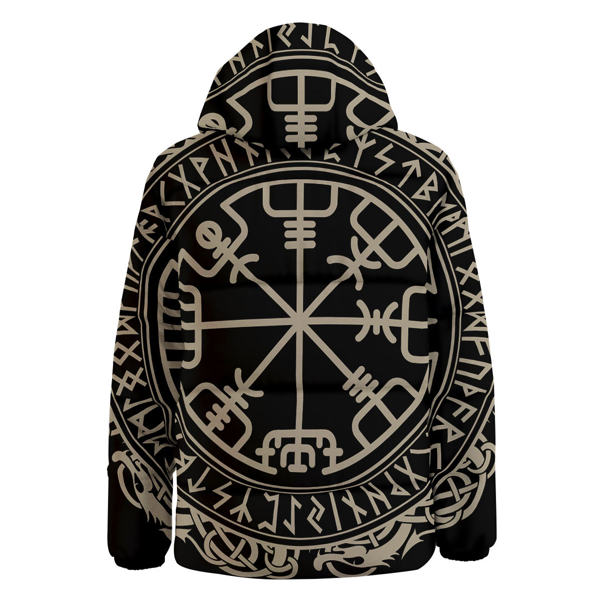 Viking Helm Of Terror Scandinavian Print Down Jacket-grizzshop