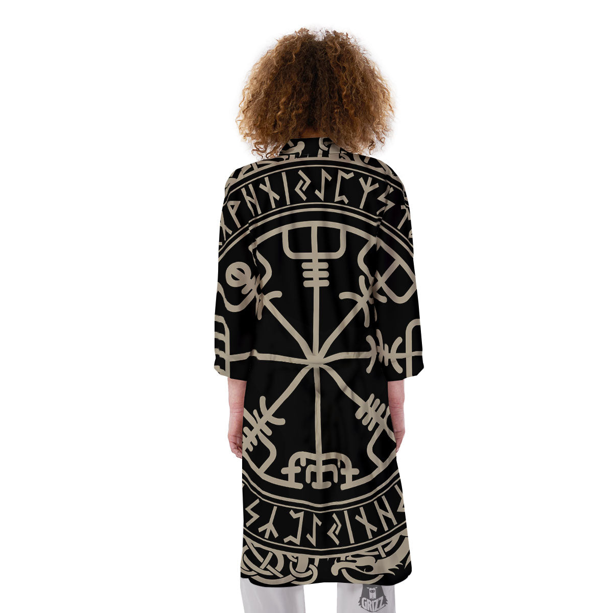 Viking Helm Of Terror Scandinavian Print Kimono-grizzshop