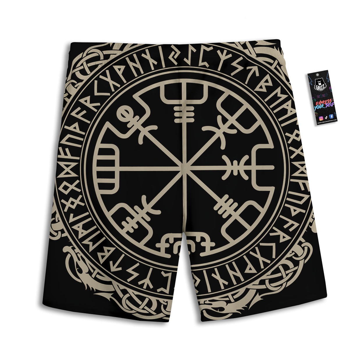 Viking Helm Of Terror Scandinavian Print Men's Athletic Shorts